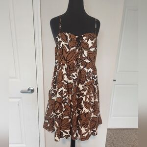 Lena Brown and White Floral Mini Dress